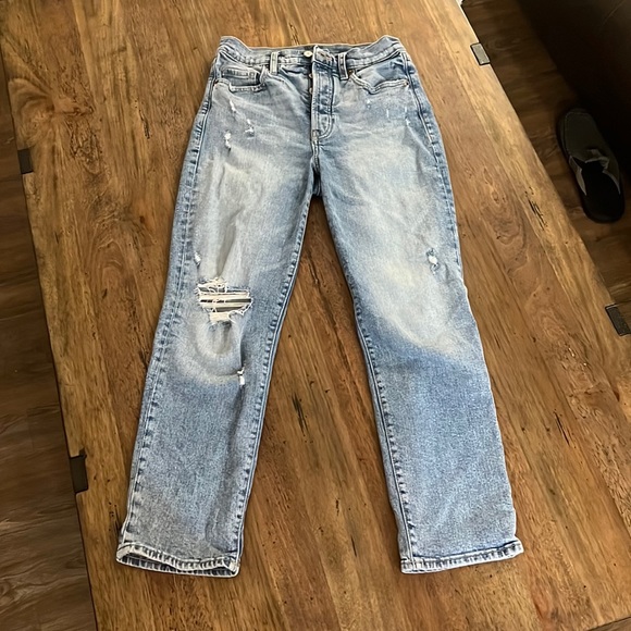 Extra High Rise Straight Leg Distressed Jean - Picture 2 of 7